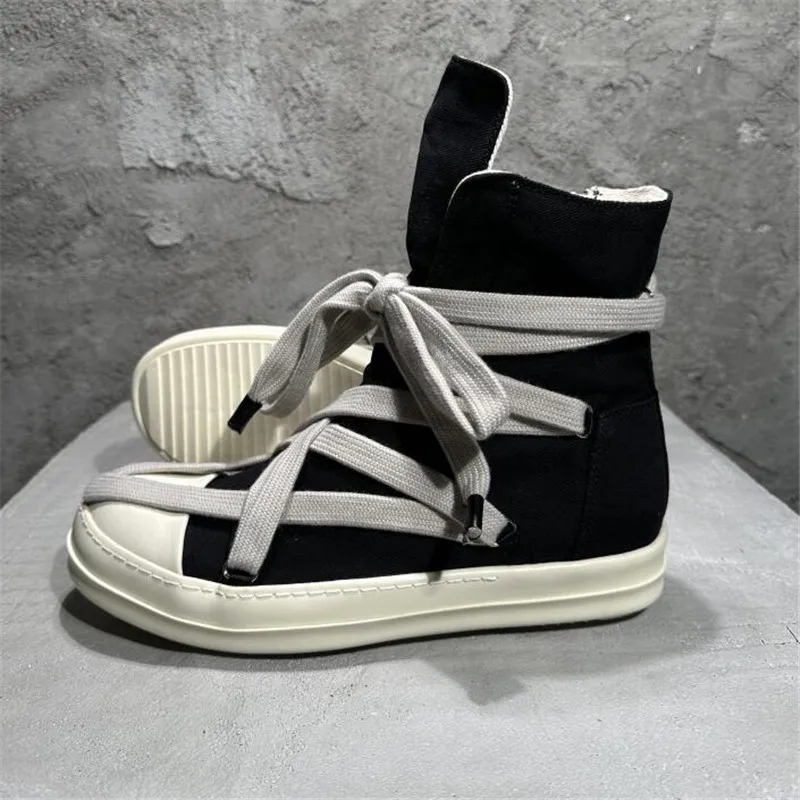 

High Top Man Canvas Boots Fashion Men Platform Boot Thick Shoelaces Male Designer Boot
