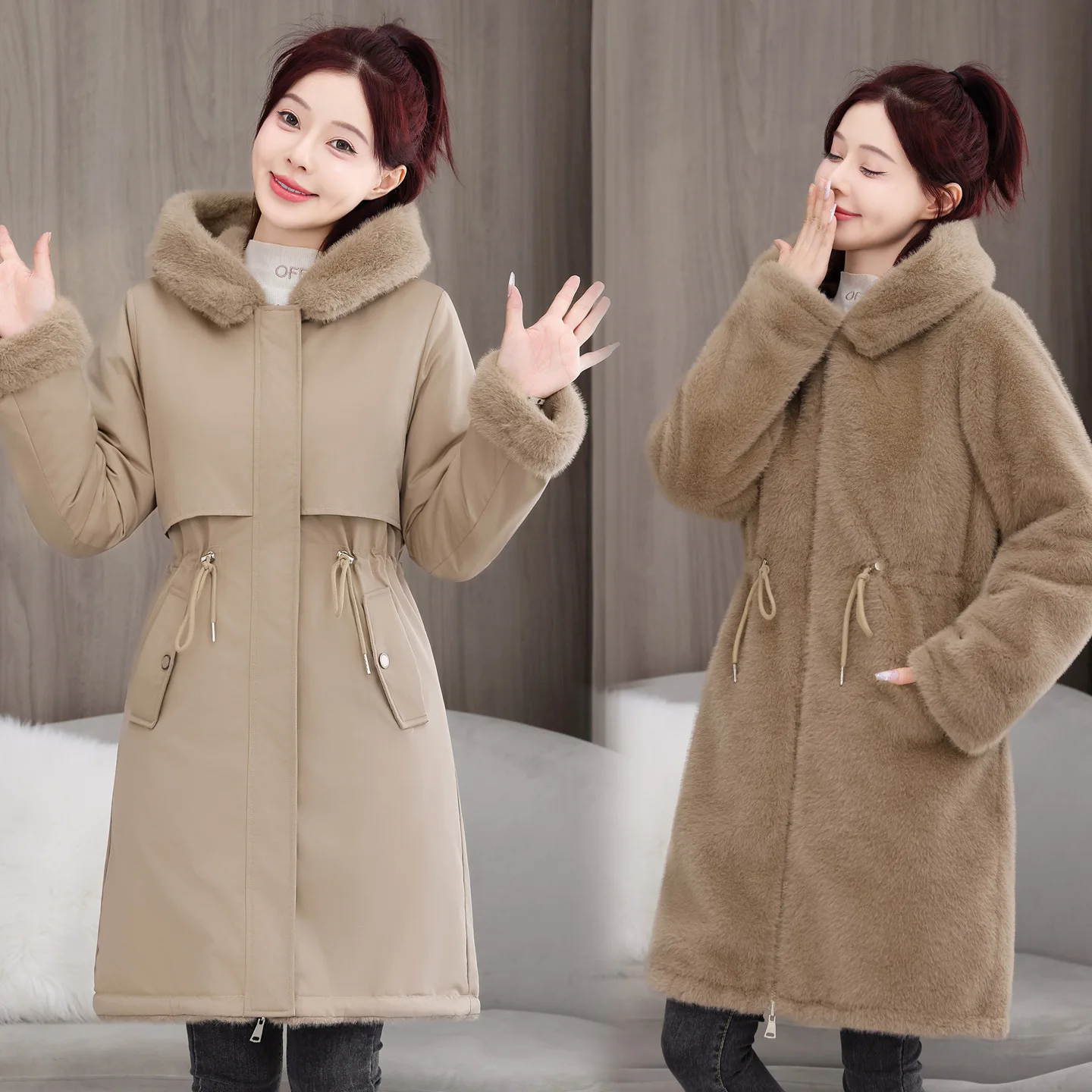 Parki Damskie Błyszczące Jesienne Lekkie Wiatroodporne Z Kapturem Bez Kaptura Płaszcze Średniej Długości Dla Osób w Średnim Wieku Styl Athleisure Cargo Odzież Domowa W Paski Wzorzyste Puchowe