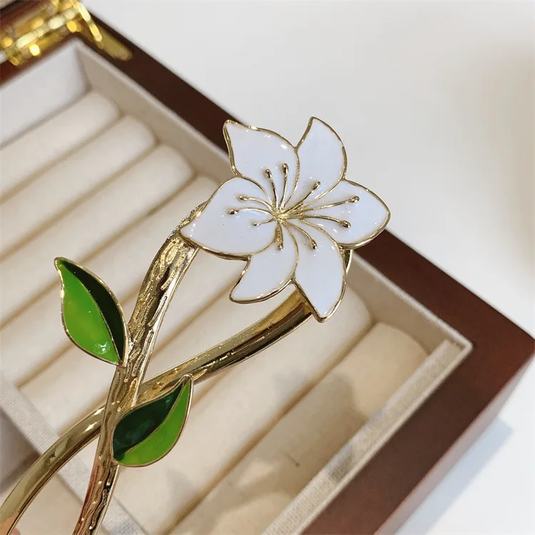 Neue Damen-Haarspange aus Metall, elegante goldene Blumen-Haarspangen, Haarklammer, Krabben-Haarband, Pferdeschwanz-Clip, Kopfschmuck, Haaraccessoires, Tiara – Detail 24