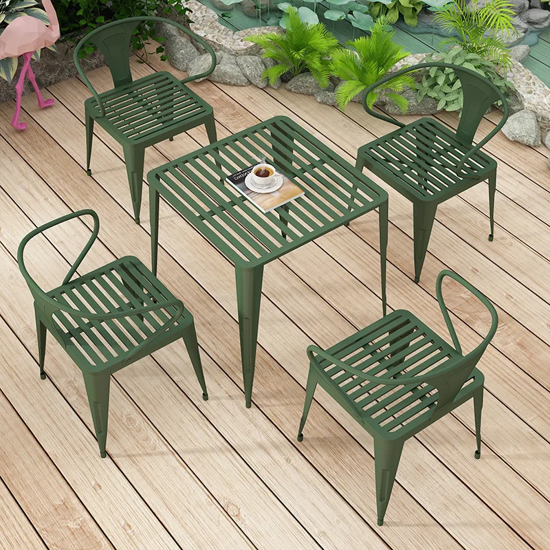 Outdoor table and chair combination courtyard balcony coffee table chairs outdoor open-air terrace garden dining table