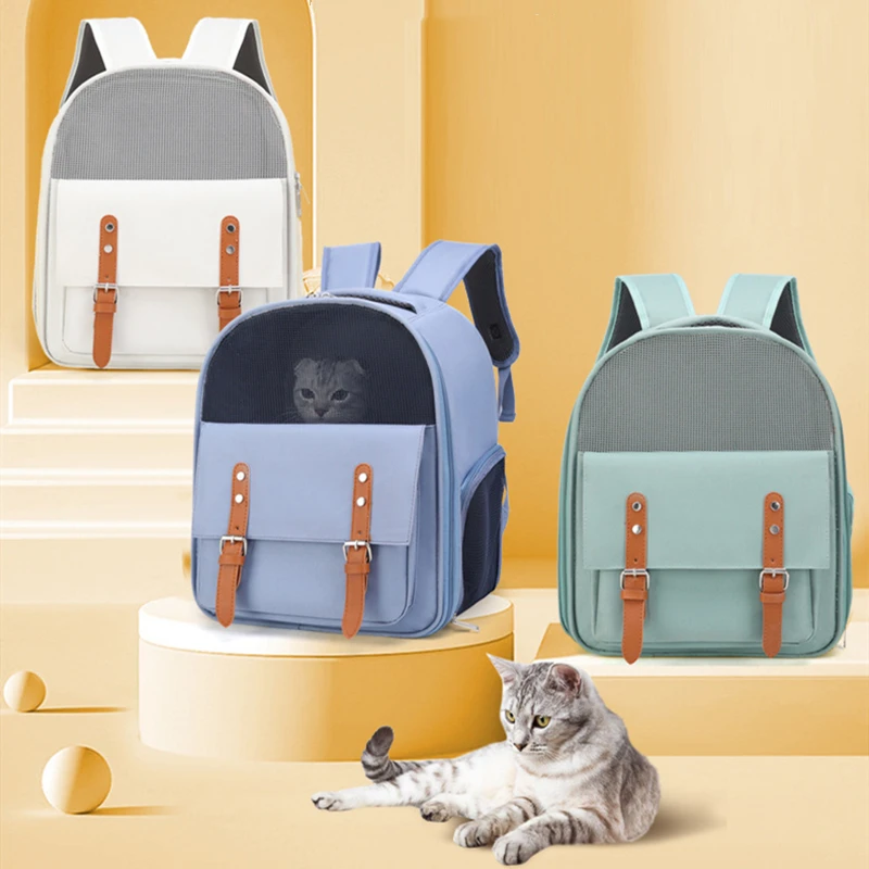 

Pet Carriers Bag Cats Double Shoulder Bag Outdoor Travel Carrier Backpack With Safety Zippers Breathable Puppy Carrying Bag