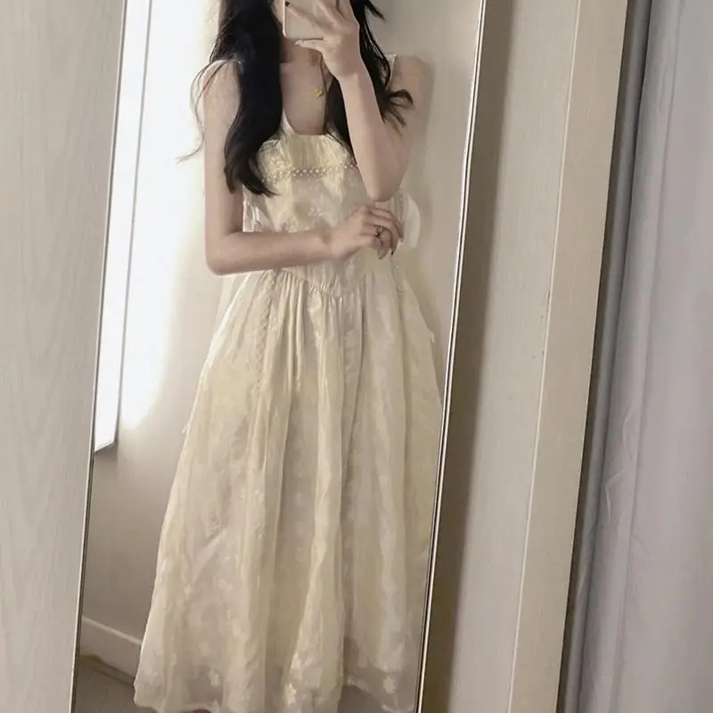 

High End Style Temperament Tea Break Strap Skirt Super Fairy Sweet and Gentle Hepburn Style Dress Niche Summer