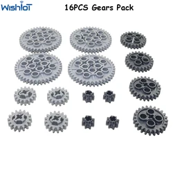 16 sztuk MOC techniczne Gears Pack kompatybilny z legoeds klocki do budowy 10928 94925 3648 3649 zestaw asortymentowy 8/16/24/40 przekładnia zębata