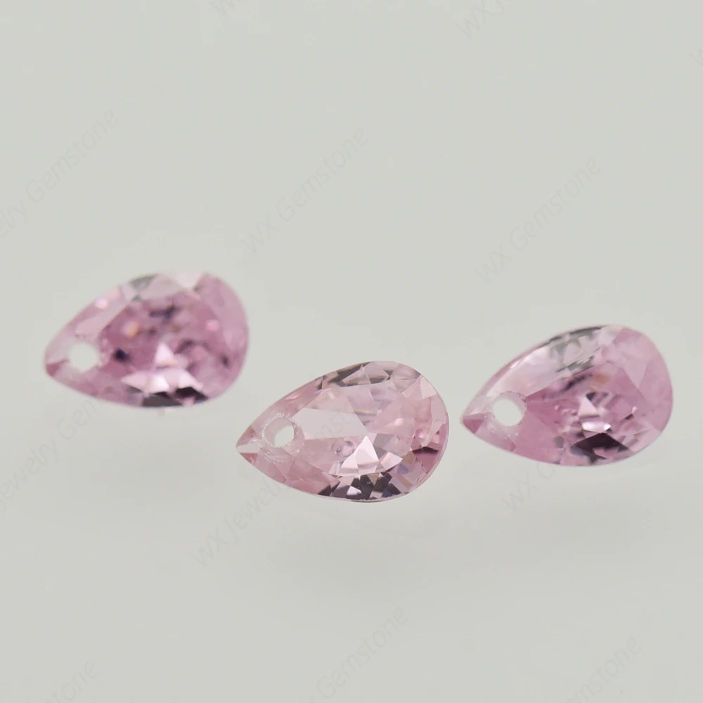 

Brilliant Single Hole AAAAA Pear Cut Pink Loose Cubic Zirconia cz Stone For Jewelry Making 4x6~15x20mm High Quality