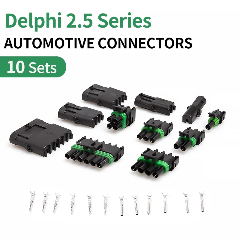 10 Sets Delphi 2.5 Series Connector 1/2/3/4/6 Pin Waterproof Harness Plug Terminal Sheath 12015792 12015793