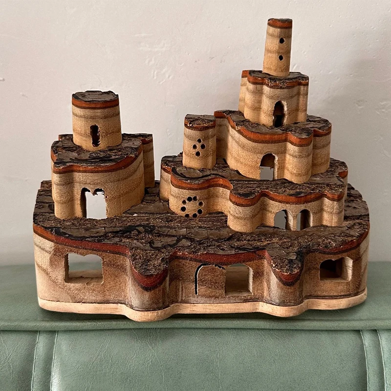 

Organic Handmade Wood Pop-Up Log Castle Wood Castle Toy Creative Desktop Decorative Ornaments Surprise Gift Wood Castle Building