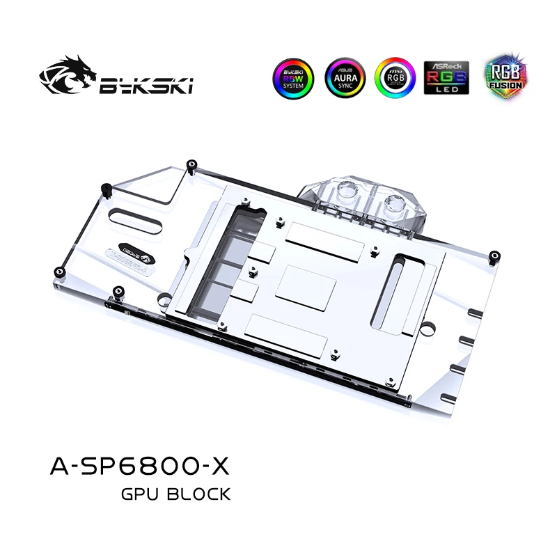Bykski A-SP6800-X Water Block do Sapphire Radeon RX 6800 Nitro+ GPU Card / Full Cover Copper Radiator Block /A-RGB / RGB