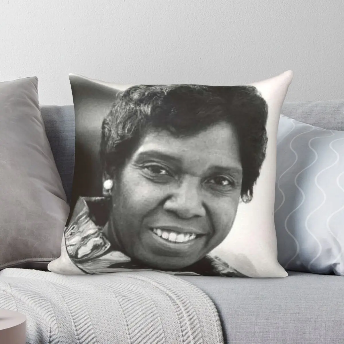 Housse de coussin carrée Barbara Jordan Politician en polyester, lin et velours, avec fermeture éclair créative, pour canapé