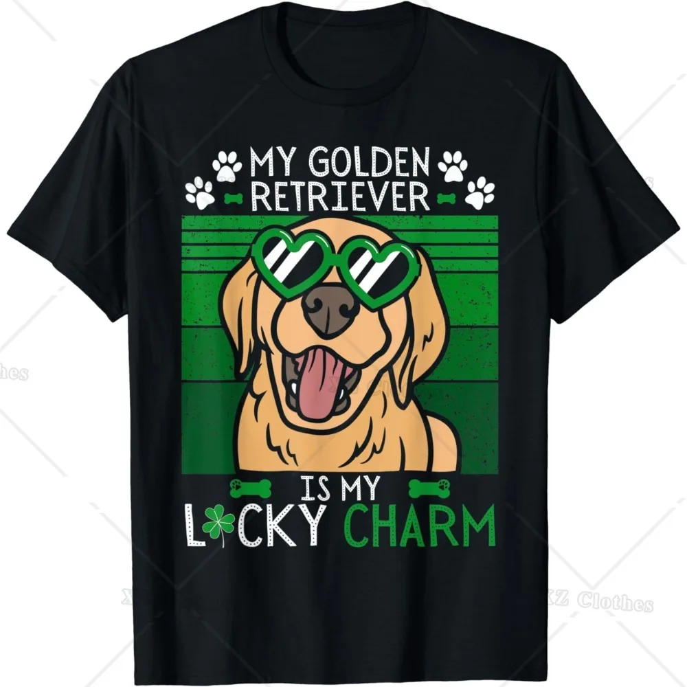 My Golden Retriever Is My Lucky Charm St Patrick's Day Dog T-Shirt for Women Men