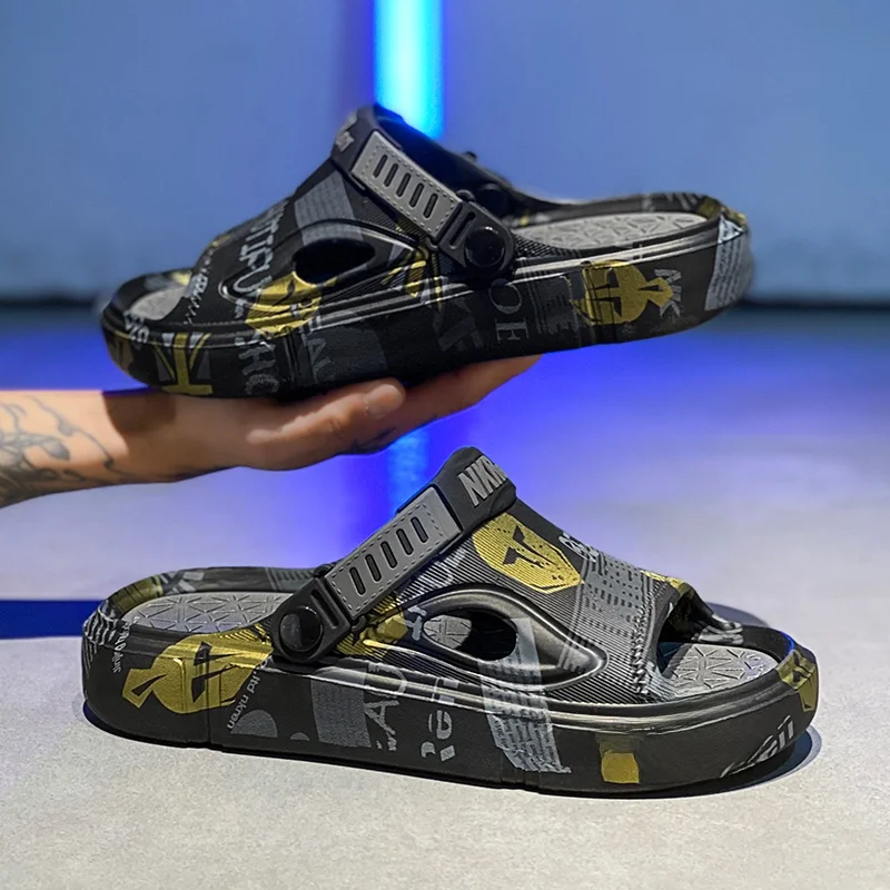 Men's Summer Trendy Thick Bottom Sandals Driving Beach Casual Shoes Anti-Slip Youth Sports Feeling Slip-Resistant Sandals