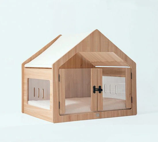 Handmade luxury cat cage solid wood pet house with raised base and living room snap closure