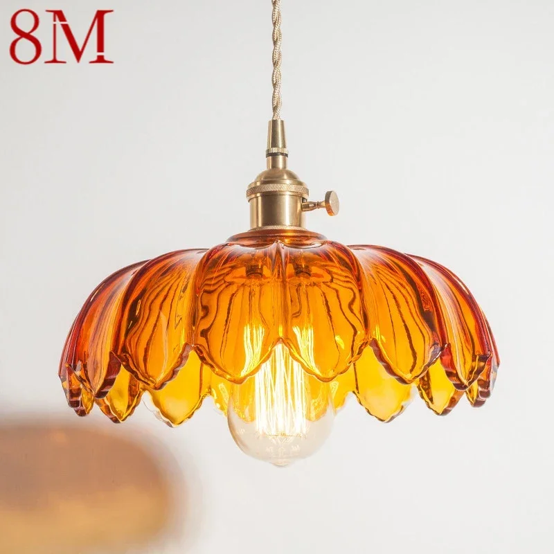 

8M 8M Nordic Brass Pendent lamp Modern Bedroom Bedside lamp Color Glass LED Restaurant Bar Aisle Chandelier