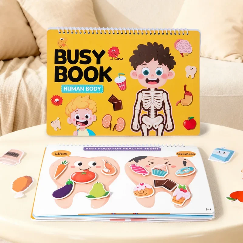 Libro occupato Montessori: libro di attività per l'apprendimento del corpo umano per bambini in età prescolare - Tear & Paste, Flip & Explore Libro silenzioso per l'orecchio dei bambini