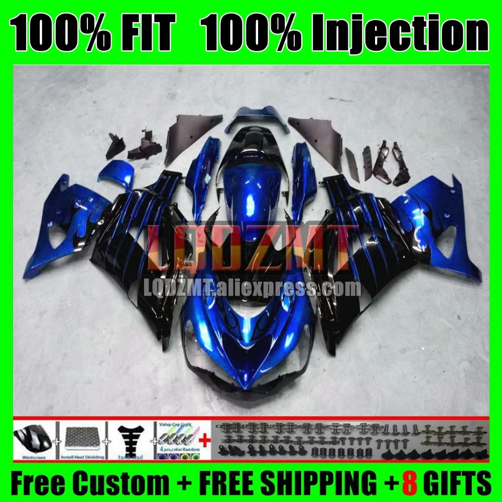 Body For KAWASAKI NINJA ZZR 1400 ZZR-1400 06 07 08 09 10 Black Blue 11 70No.166 ZZR1400 2006 2007 2008 2009 2010 2011 Fairings