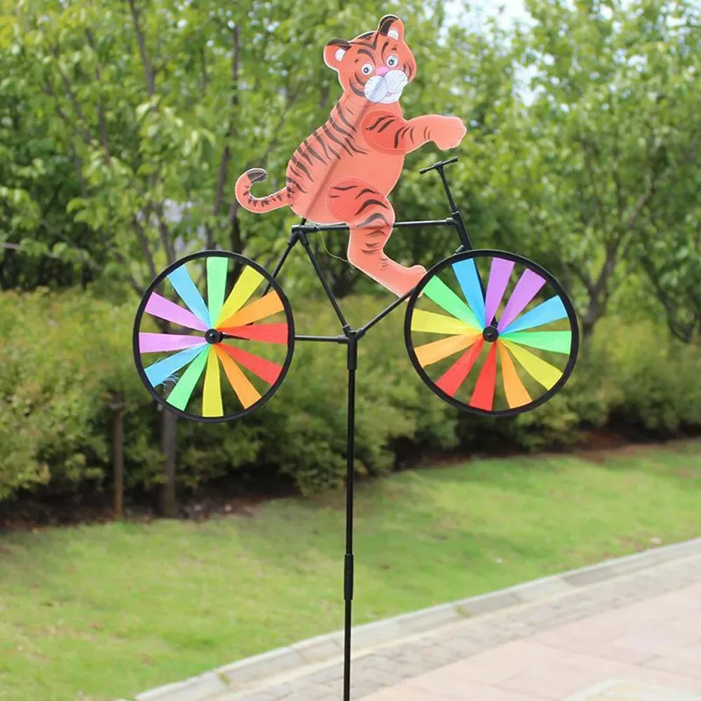 Animal Bicycle Wind Spinner Garden Windmill Outdoor Yard Lawn Decor Xmas Gift