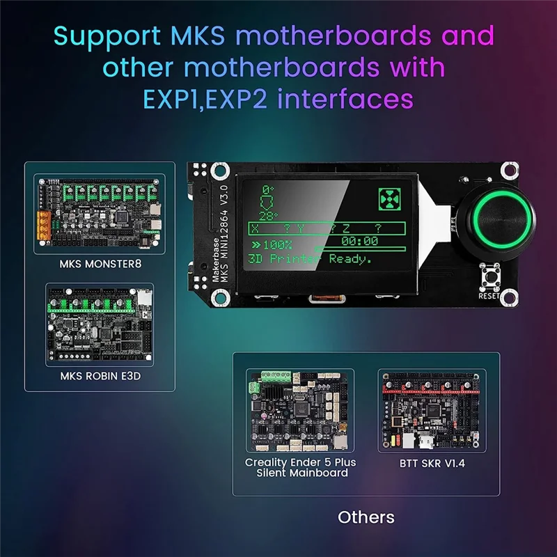 

Для Makerbase MKS MINI12864 V3 Вставка SD-карты Передний ЖК-экран Smart Display Замена 3D-принтера MKS SKR VORON Mini 12864