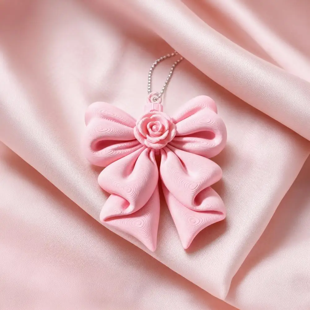 Multifunctional Pendant Girly Heart Ornament 3d Printed Rose Bow Pendant Keychain Pink Hanging for Valentine's for Girlfriend