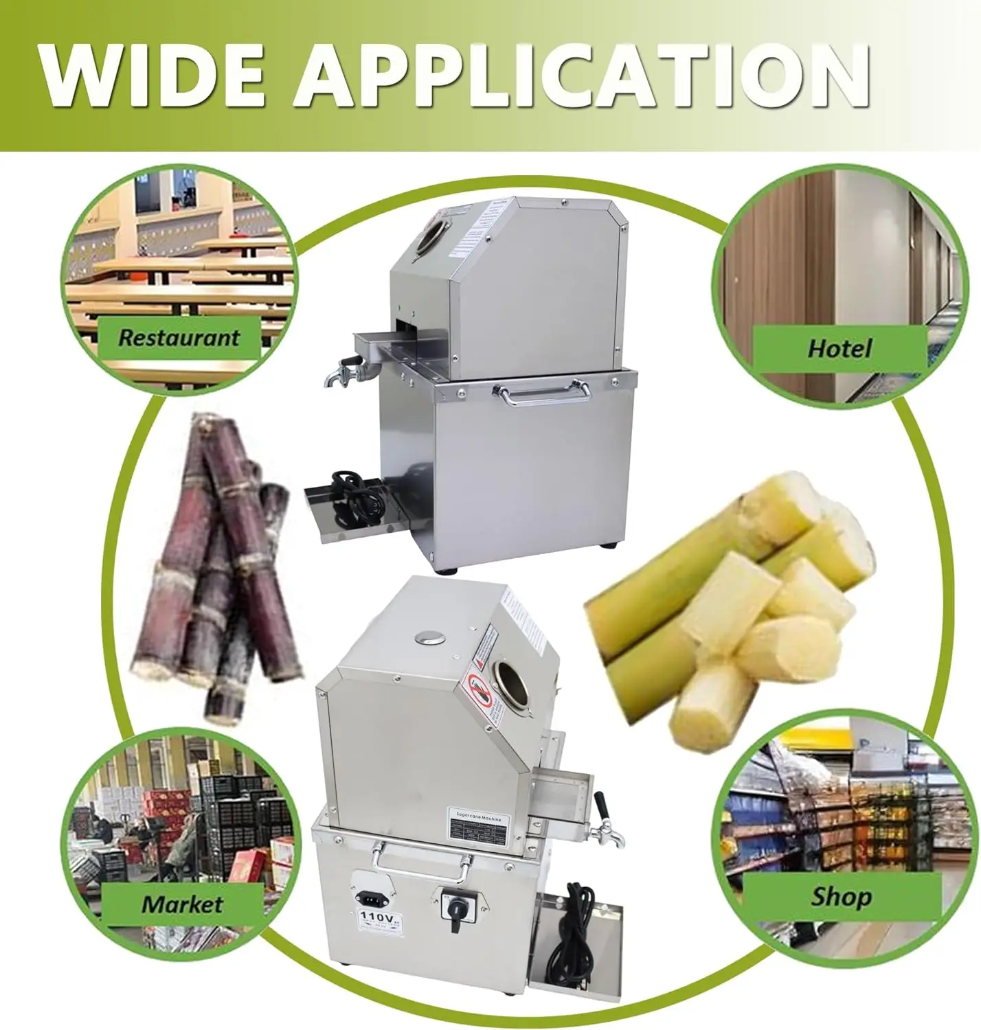 110V Electric Sugar Cane Juicer Press Machine Sugarcane Juice Extractor Ginger Sweet Sorghum Press with 304 Stainless Steel Roll