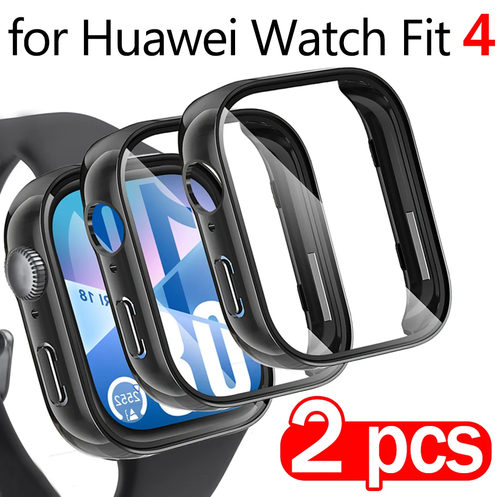 

1-2 шт. стекло + чехол для Huawei Watch Fit 4, защитный чехол для ПК, закаленное стекло с защитой от царапин, полноэкранная защитная крышка, бампер для часов