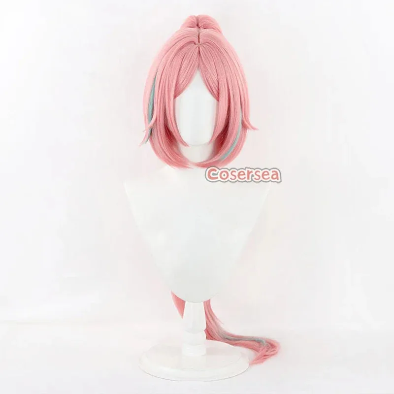 Cosersea rappa cosplay perucas jogo honkai: star rail rappa 100cm rosa misturado azul rabo de cavalo cos peruca cabelo sintético resistente ao calor