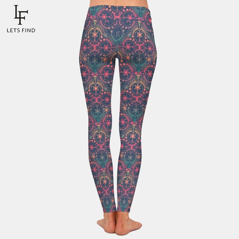 Leggings Fitness da donna a vita alta LETSFIND moda stampa azteco Leggings elastici morbidi da allenamento Slim