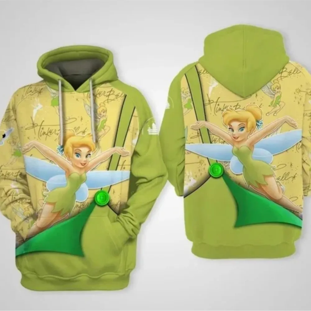 ديزني الفتيان والفتيات هوديس تينكر بيل البلوز 3D المطبوعة الكرتون هوديس أزياء الرجال النساء هوديس الملابس