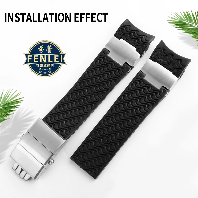 For Ulysse Nardin DIVER 263 Strap Stainless steel metal connectors Steel particles Silicone Rubber Watchband accessories 22mm