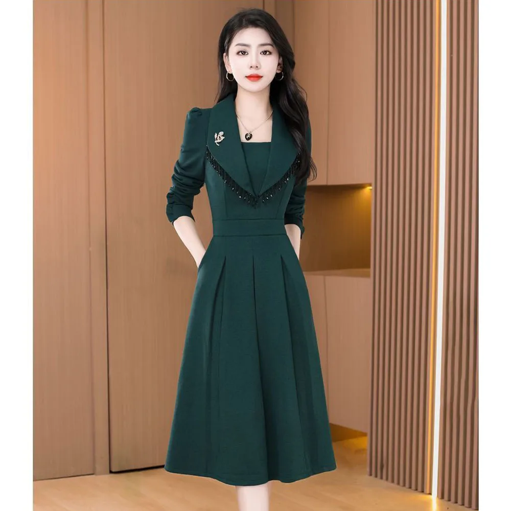 High End Fake Two-piece Dress 2024 Spring Autumn New Chinese Style Wedding Dress Fashion Elegant Female Long Dress Vestidos 4XL