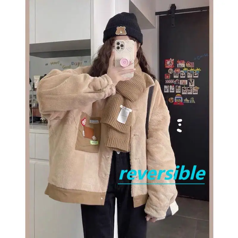 

Джинсовые пальто для женщин, куртки с длинными розовыми рукавами и лацканами, женские меховые плюшевые женские осенние пальто на шнуровке в стиле пэчворк, шикарный стиль в консервативном стиле