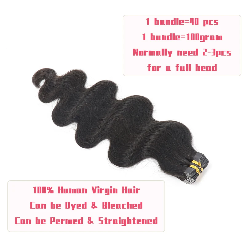 Body Wave Tape In Human Hair Extensions For Black Women Tape Ins Wavy Natural Wave Brazilian Virgin Hair Bundles Weave Dolago