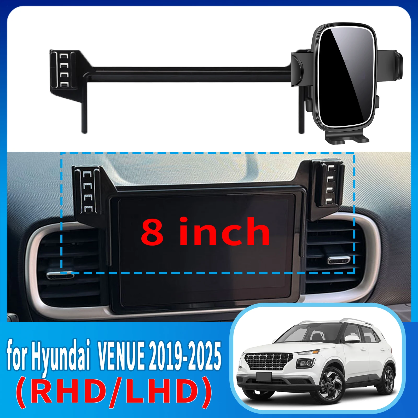 

for Hyundai VENUE 2019-2025 （8inch） ​​Phone Holder, Dashboard Screen Mount Bracket Easy Installation​​ Car accessoires