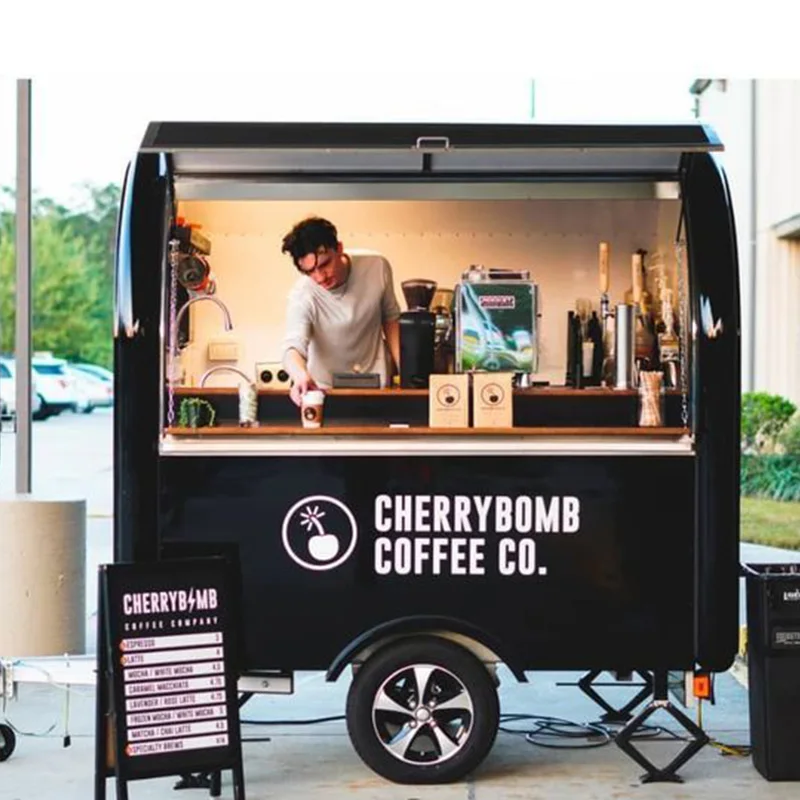 yu-Commercial Mobile Food Cart Trailer BBQ Ice Cream  Coffee Cart with Stainless Steel Frame&