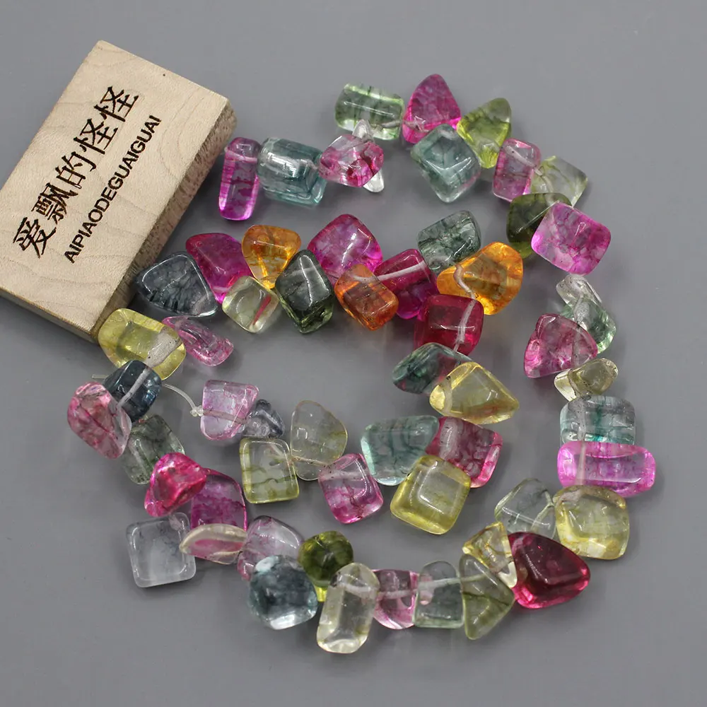 Natural Mix Color Crystal Polished Top-drilled Freeform Nugget Loose Beads 15.5