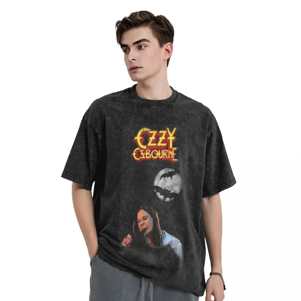 

Ozzy Osbourne Merch, потертые футболки, винтажная футболка в стиле хип-хоп с короткими рукавами, уличная одежда, топы, футболки для мужчин и женщин