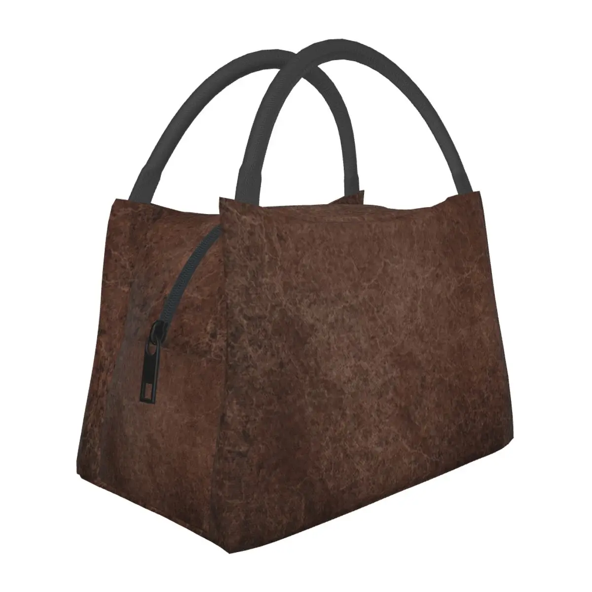 Brown Leather Vintage Textures Pattern Lunch Bag for Women Picnic Storage Food Boxes Container Cooler Thermal Lunch Box Tote
