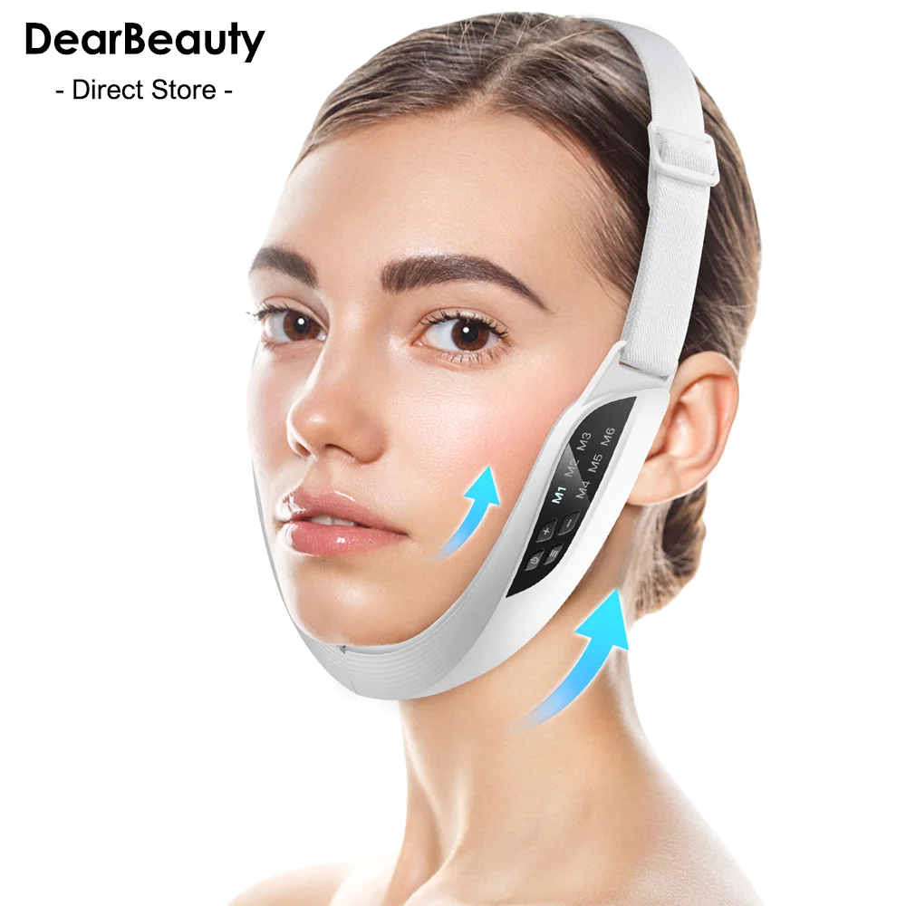 EMS美顔器 バイブレーションマッサージ器 フェイスリフティングデバイス 二重あご解消Vベルト 6モード フェイスバイブレーションマッサージ器