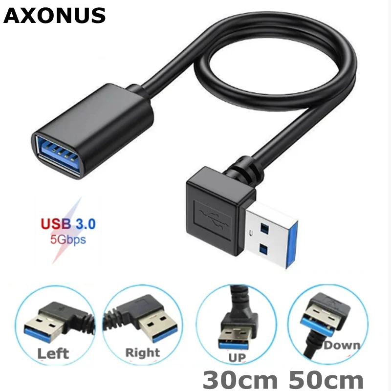 0.3m 0.5m USB 3.0 Extension Cable Up Down Left Right Angle 90 Degree Male to Female Super Speed 5Gbps Data Sync Charging