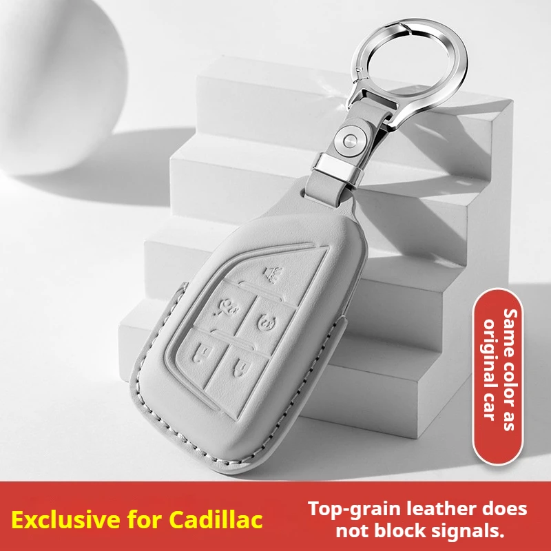 

For Cadillac GT4 car key cover first-layer cowhide high-end key cover buckle interior modification