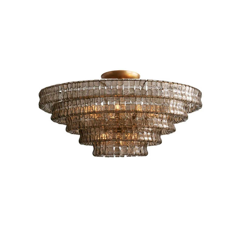 Murano Collection 2-5 Layer Grey Clear Glass Lustre Lamparas De Techo Chandelier 2026 Ceiling Lamp For Foyer Dinning Room