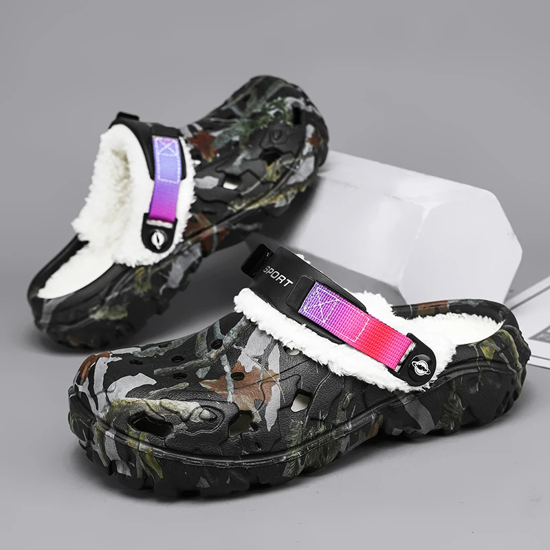 Neue Herren-Winterhausschuhe, bequeme warme Hausschuhe, abnehmbare Sommersandalen, lässige rutschfeste Plüsch-Fellhausschuhe für Herren – Detail 6