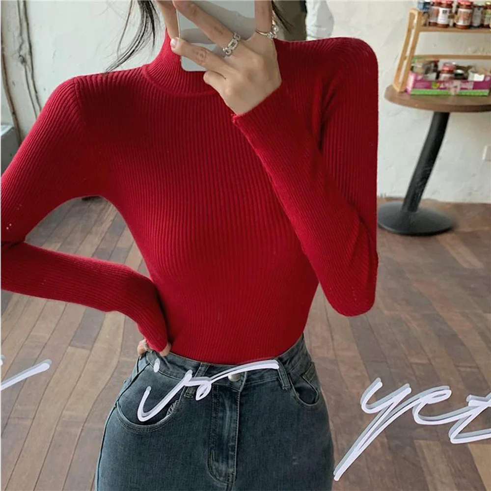 Women's Sweater S-XL T-Shirt Vintage Knitted Soft Texture Elastic Ribbing Korean Fashion Long Sleeved Kawaii Clothes Pro Choice