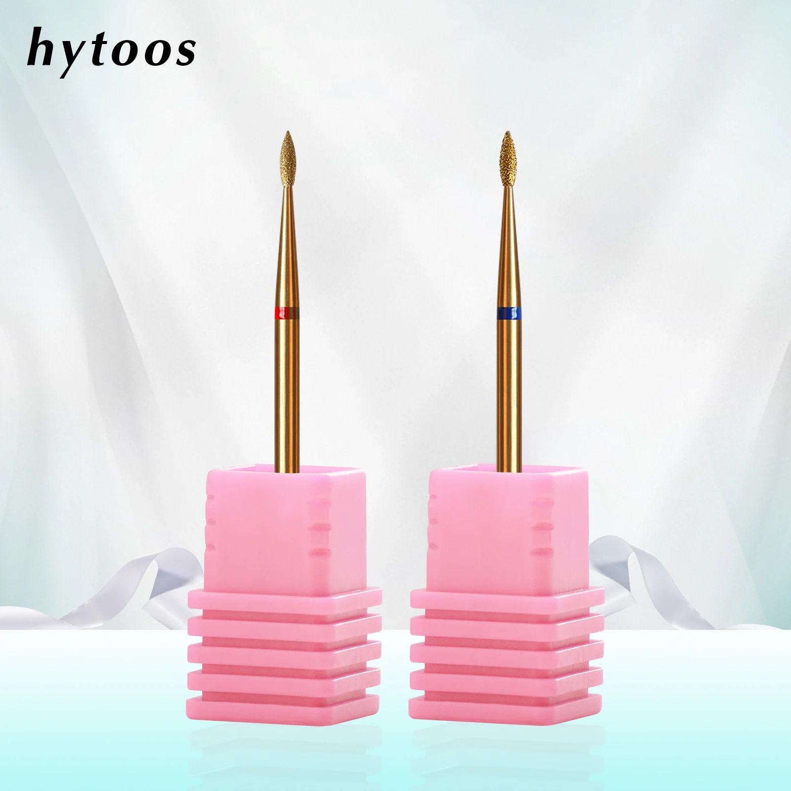 HYTOOS 2mm Short Flame Cuticle Clean Nail Drill Bit, Titanium Russian Diamond Nail Bits Dead Skin Nail Cleaner Accessories Tool