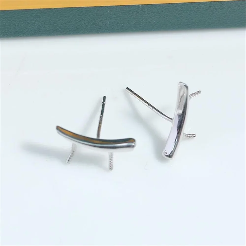 

Серьги из стерлингового серебра 925 пробы с жемчугом, принадлежности для самостоятельного изготовления ювелирных изделий, пустые стойки для сережек для аксессуаров ручной работы, без жемчуга