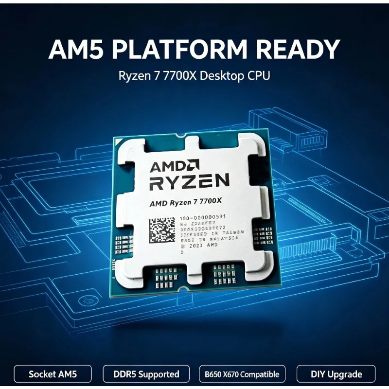 DDR5 Supported AMD R7 7700X Ryzen7 7700X Gaming Desktop CPU Socket AM5 5NM Process 32M L3 Cache 4.5GHz 8 Core 16 Thread