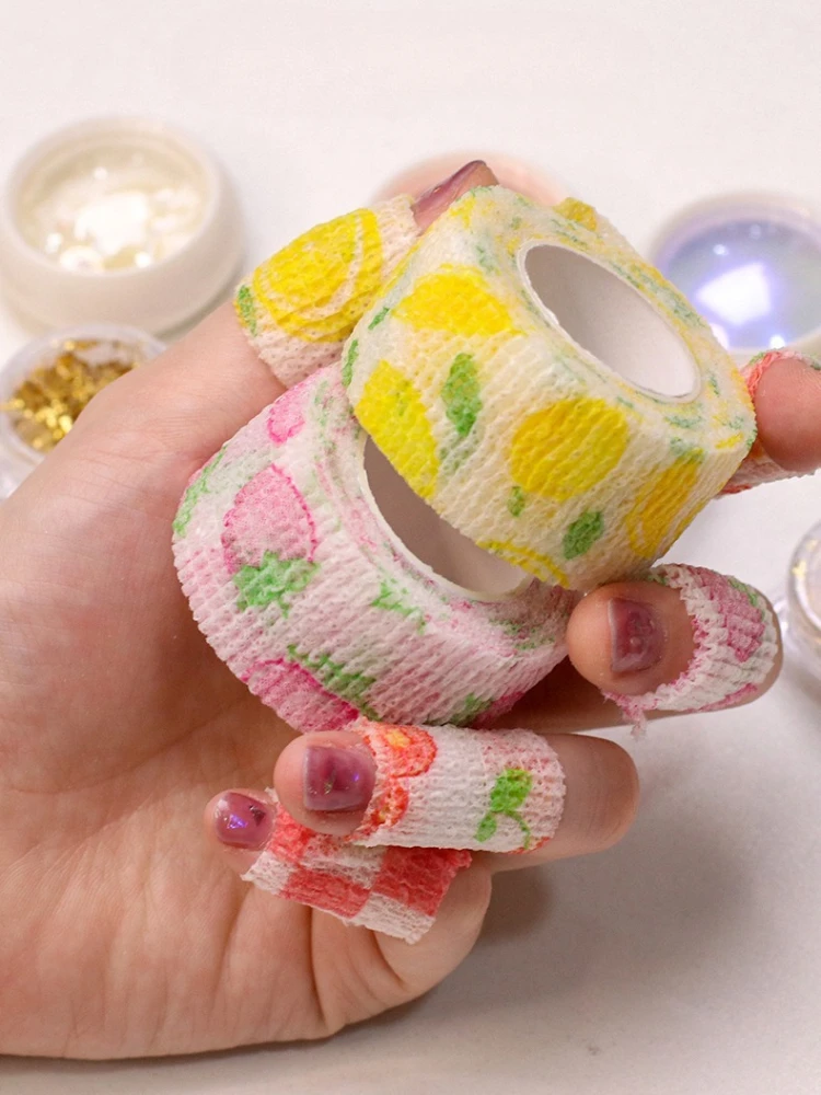 1 Roll 2.5*450cm Elastic Finger Protective Bandage, Kids Non-Woven Self Adhesive Wrap for Sports , Emergency Survival Kit