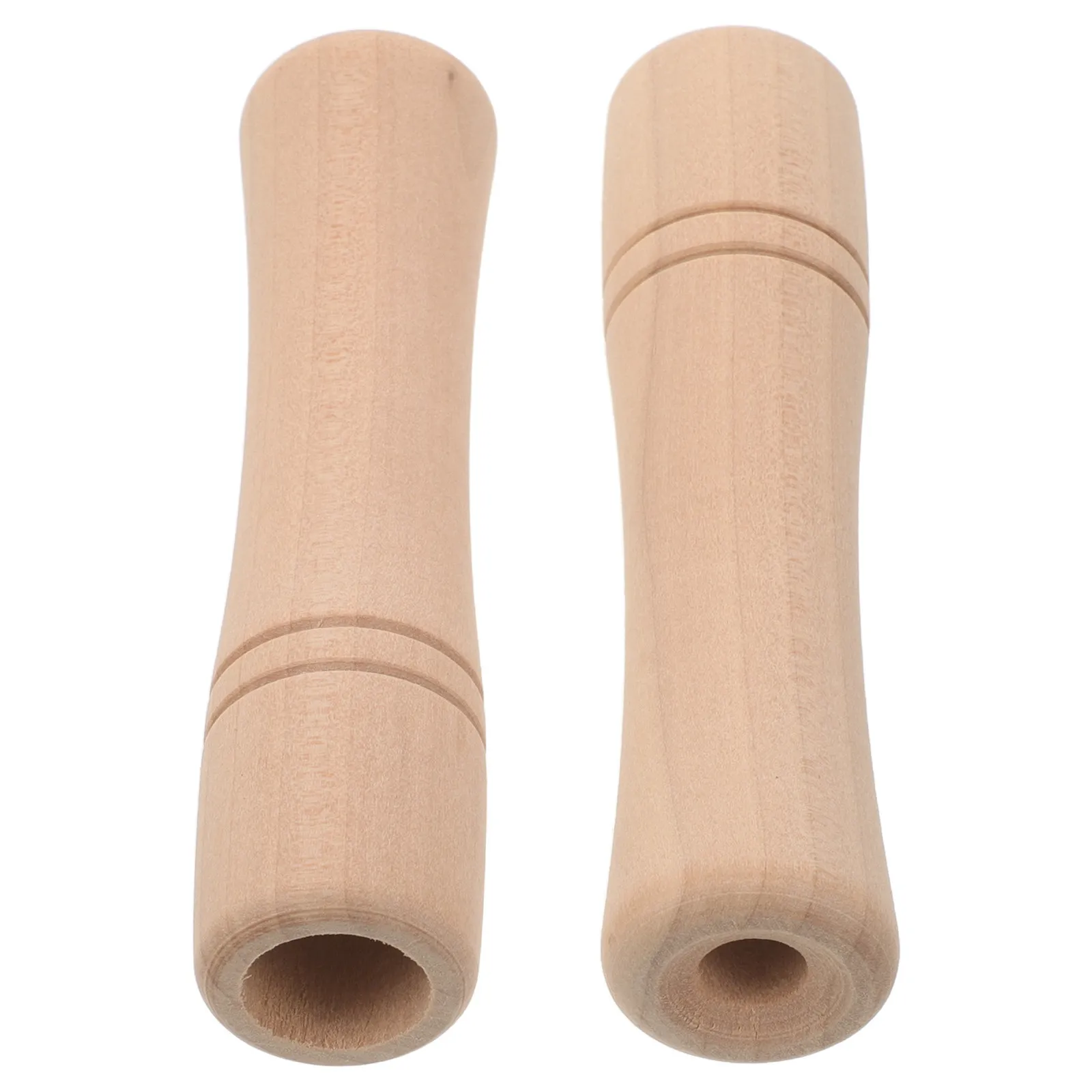 2Pcs Jump Rope Handles Wooden Natural Unfinished Ergonomic Curved Smooth Polished Non Slip Handgrips Replacement for Fitness