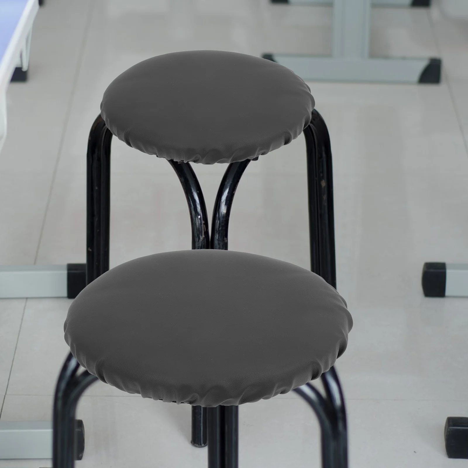 

Round Stool Pu Waterproof Elastic Chair Protector 34-35Cm Office Barstool Slipcover Footstool Cushion Cover Stretch Padded Seat