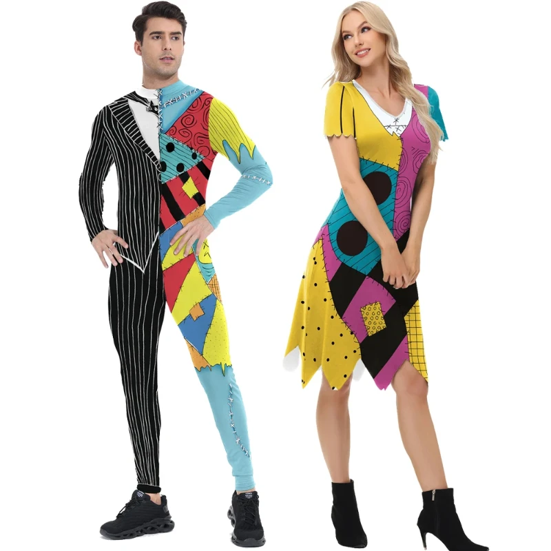 

Anime Nightmare Christmas Sally Cosplay Costumes Halloween Disguise Dress Up Party Performance Zentai Bodysuits