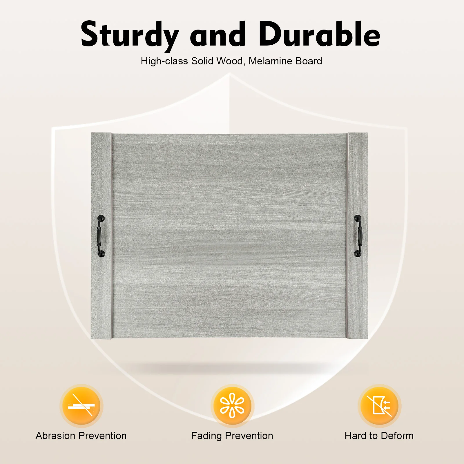 

Верхняя крышка печи из цельного дерева, устойчивый к царапинам кухонный поднос с ручками - серая меламиновая доска для защиты газа/электрической плиты