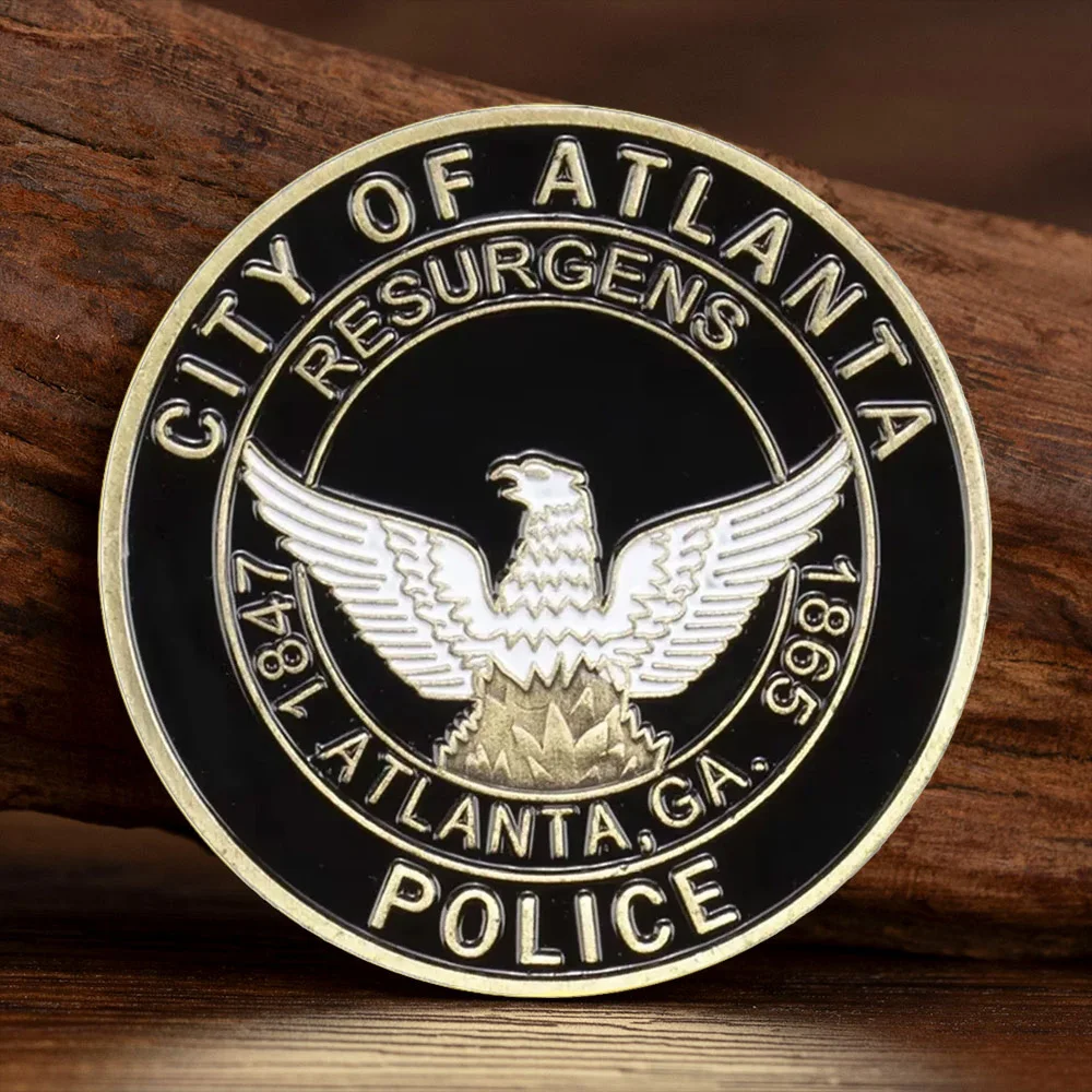 City of  Atlanta Police Department Souvenir Coin Bronze Plated Saint Micheal Patron Saint Collectible Coins
